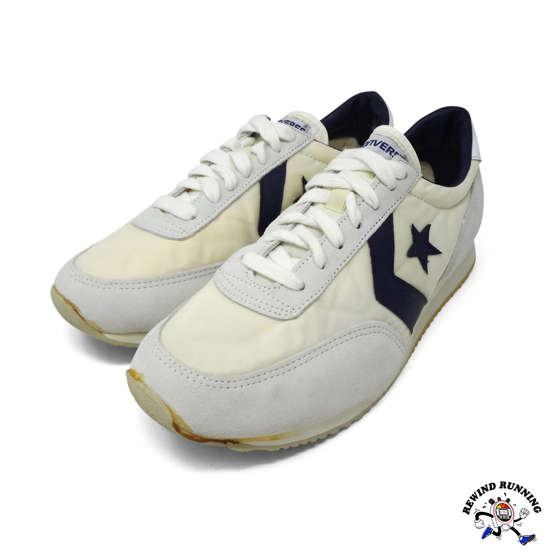 Converse Road Star 80s White and Navy Vintage Running Shoes