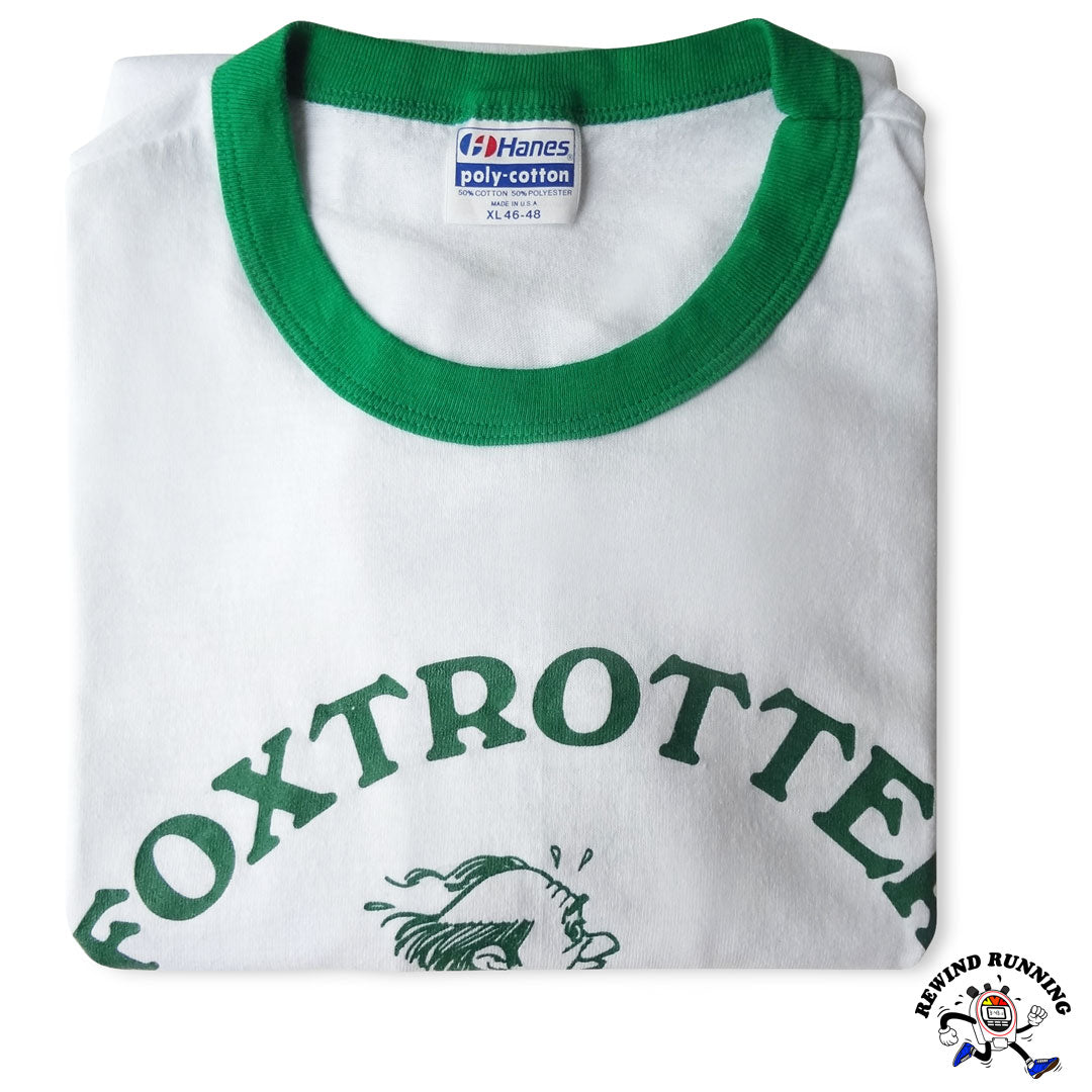 Foxtrotter 1983 Marathon Foxboro, MA Running 80s Vintage Ringer T-Shirt Folded