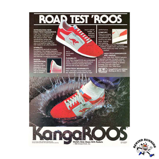 KangaROOS Inferno vintage sneaker ad from 1982 'ROOS