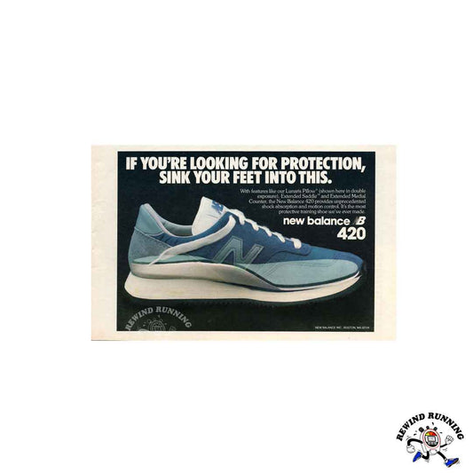New Balance 420 running shoes 1980 vintage sneaker ad