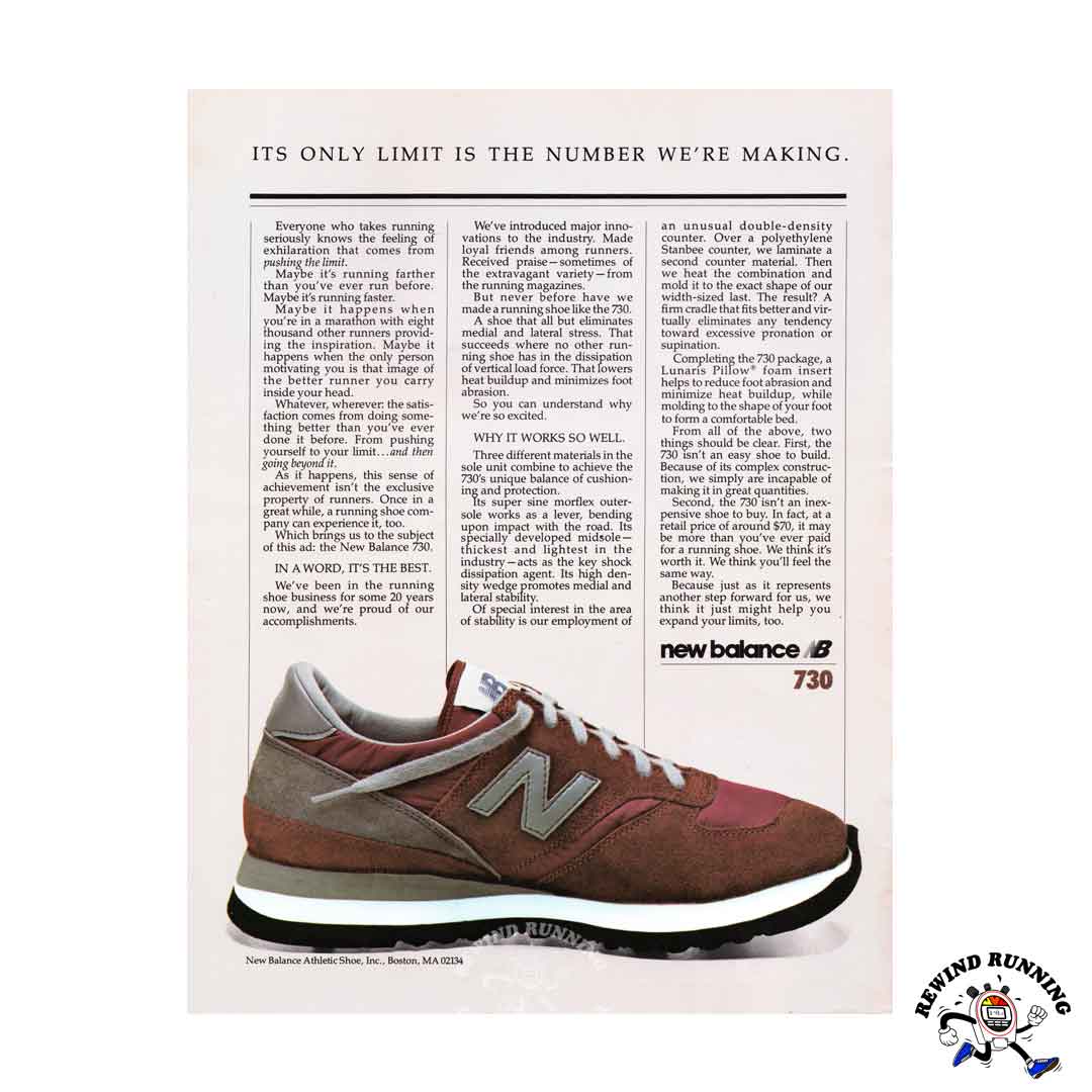 New Balance 730 running shoes 1980 vintage sneaker ad