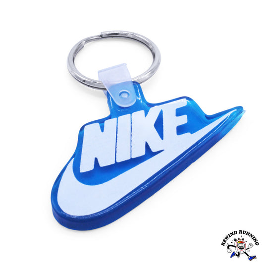 Nike Swoosh Rare Vintage 80s Aqua Blue Logo Rubber Promo Keychain
