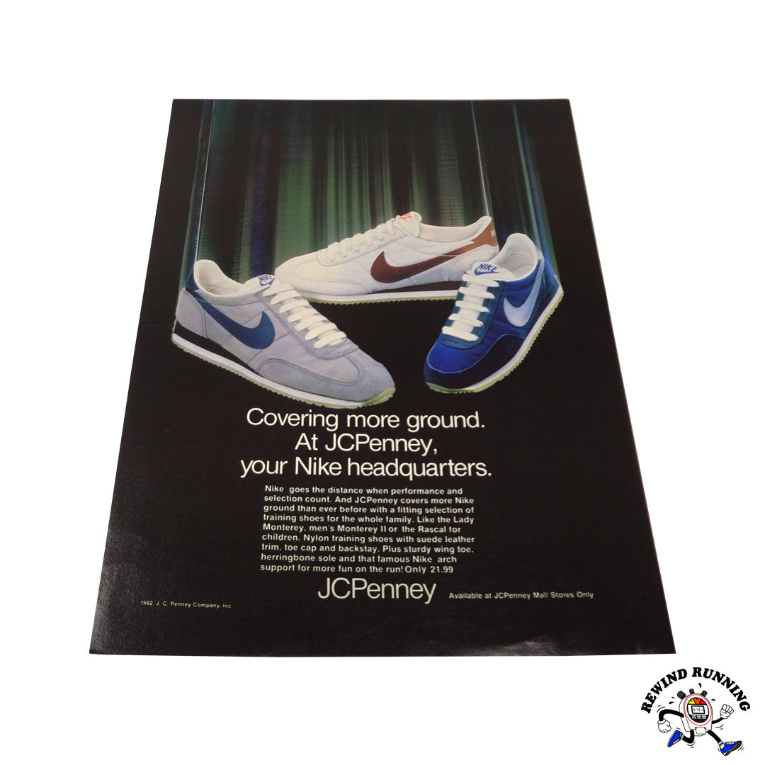 Nike JC Penney vintage sneaker ad from 1982 for the Monterey II, Rascal, and Lady Monterey flat