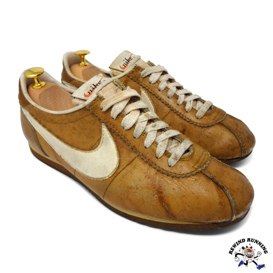 rare vintage NIKE Cortez LE VILLAGE 1970s 80s Tan Leather Sneakers