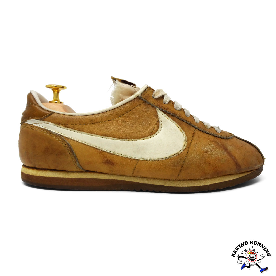 rare vintage NIKE Cortez LE VILLAGE 1970s 80s Tan Leather Sneakers