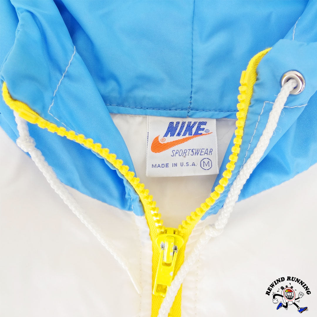 Nike 70s 80s OG Women's Vintage 'Orange Tag' Zip Windbreaker Blue White Yellow Track Jacket Medium label detail