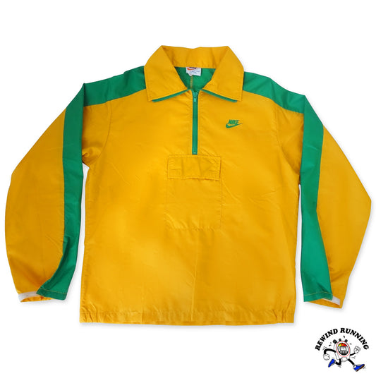 Nike OG Vintage 1/4 Zip Pullover Windbreaker 70s 80s 'Orange Tag' Yellow Green Track Jacket Anorak Large front