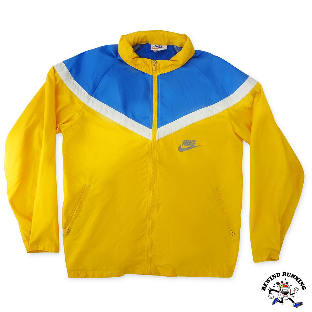 Nike 70s 80s OG Men's Vintage 'Orange Tag' Zip Windbreaker Yellow Blue White Track Jacket Large