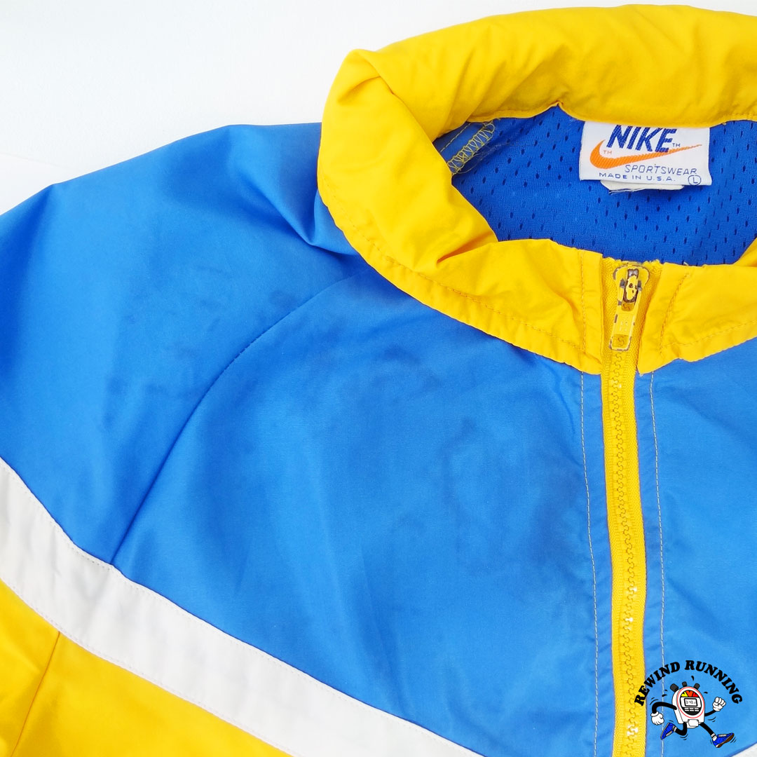 Nike 70s 80s OG Men's Vintage 'Orange Tag' Zip Windbreaker Yellow Blue White Track Jacket Large detail