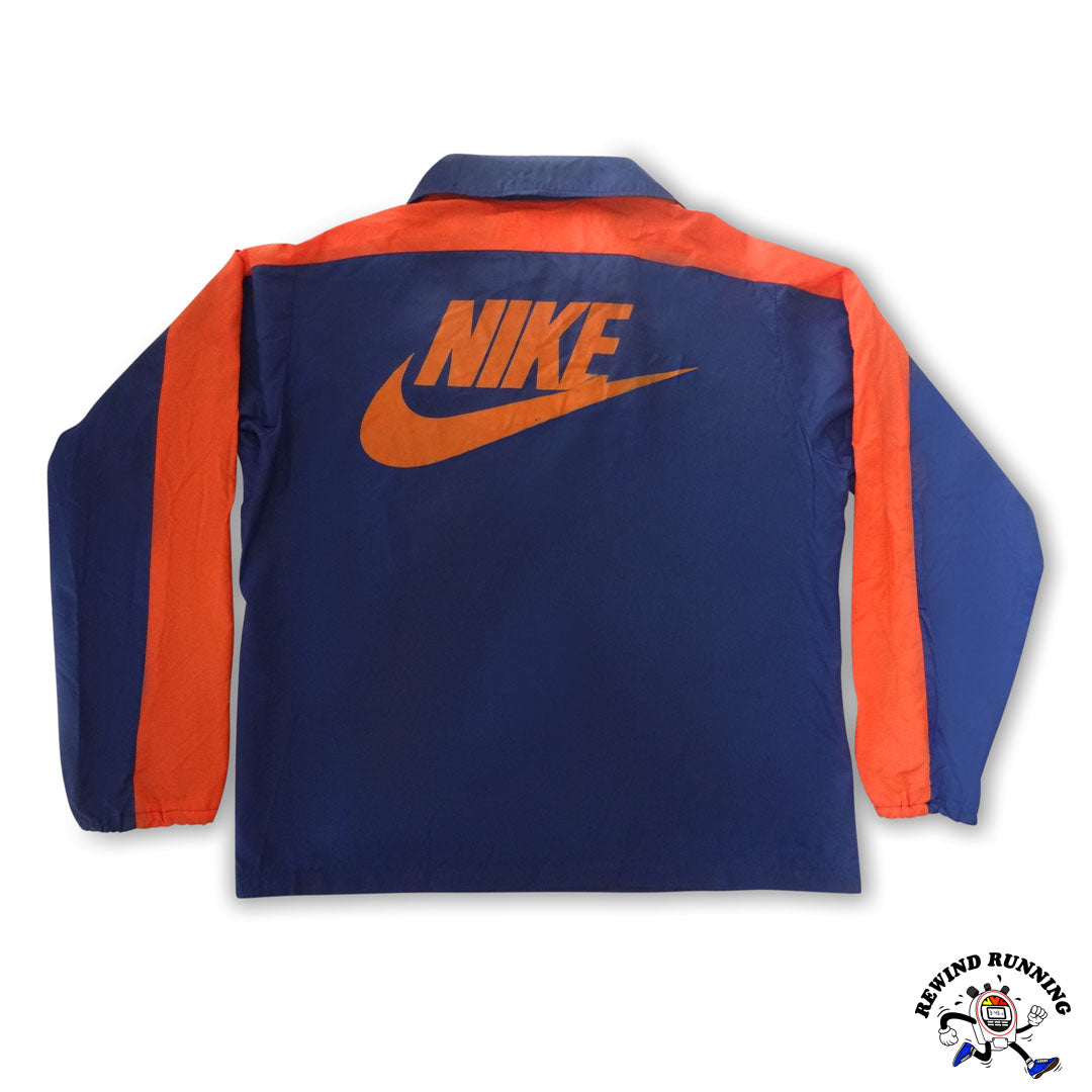 Nike OG Vintage 'Orange Tag' 1/4 Zip Pullover Windbreaker 70s 80s Blue Orange Track Jacket Anorak Back Nike Logo