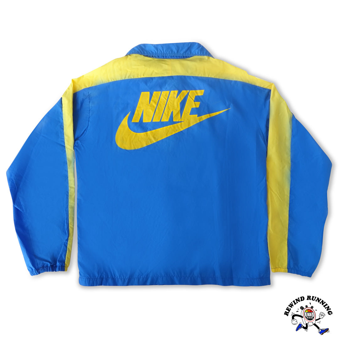 Nike OG Vintage 'Orange Tag' 1/4 Zip Pullover Windbreaker 70s 80s Blue Yellow Track Jacket Anorak back Nike Logo
