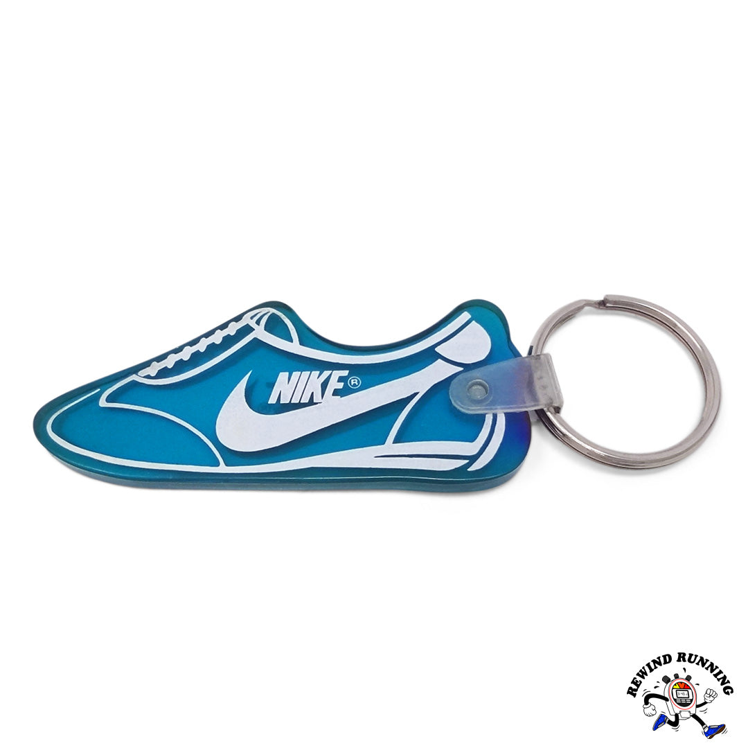 Nike Swoosh Rare Vintage Oceania Sneaker 80s Aqua Blue Logo Rubber Promo Keychain detail