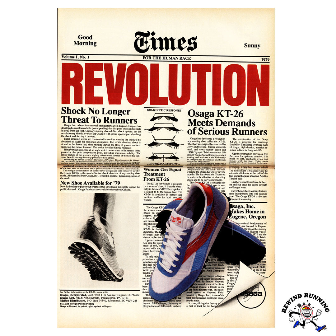 Osaga REVOLUTION KT-26 running shoes 1978 vintage sneaker ad