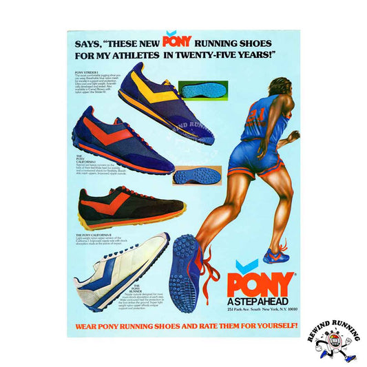 PONY Strider I, California I, California II, and Runner 1977 vintage sneaker ad