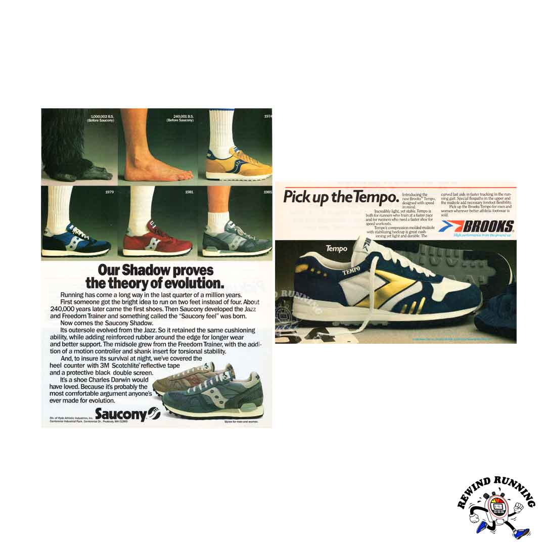 Saucony Shadow & Brooks Tempo Vintage 1985 Running Shoes Sneaker Ad
