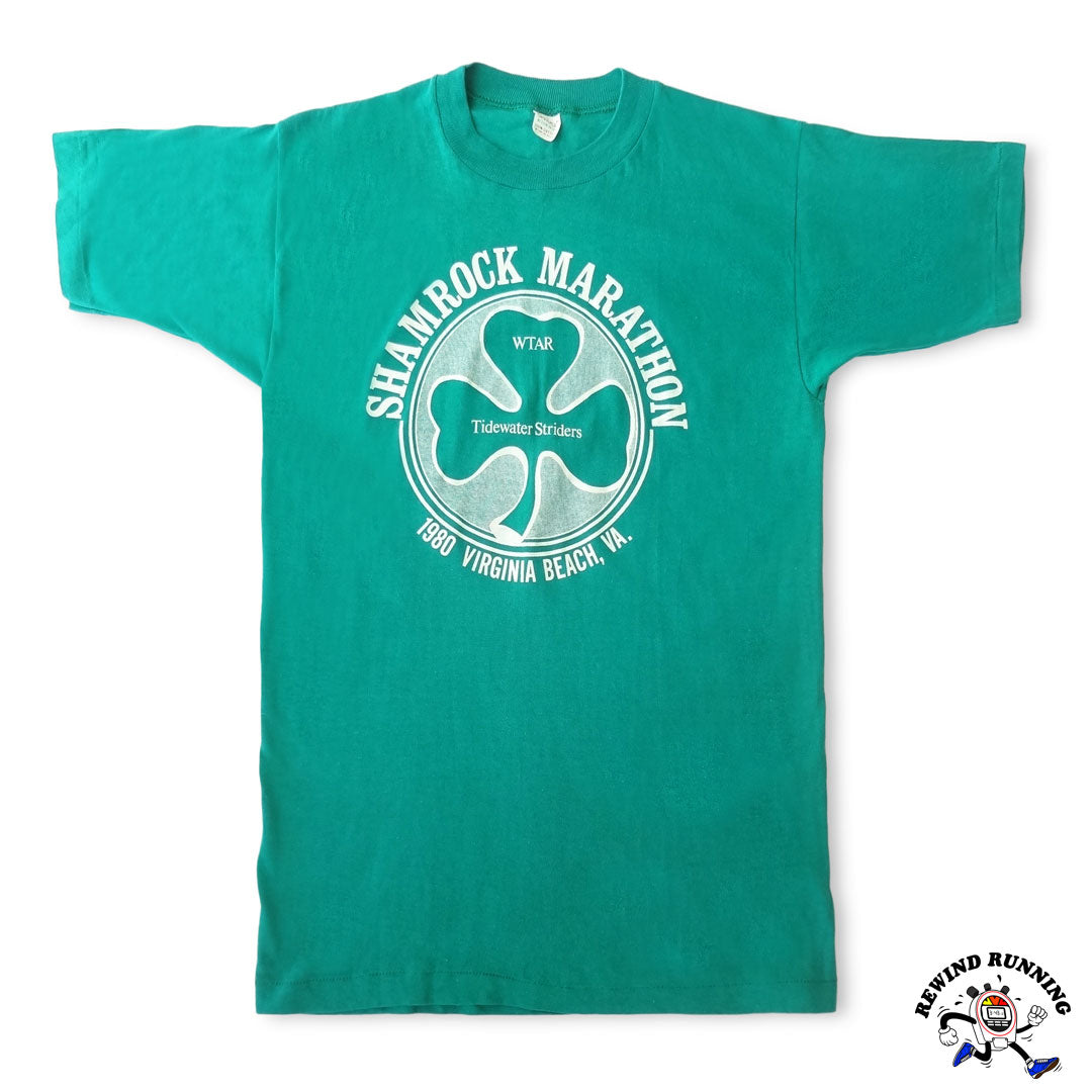 Shamrock Marathon Vintage 1980 Virginia Beach T-Shirt Green 80s St Patrick’s Day
