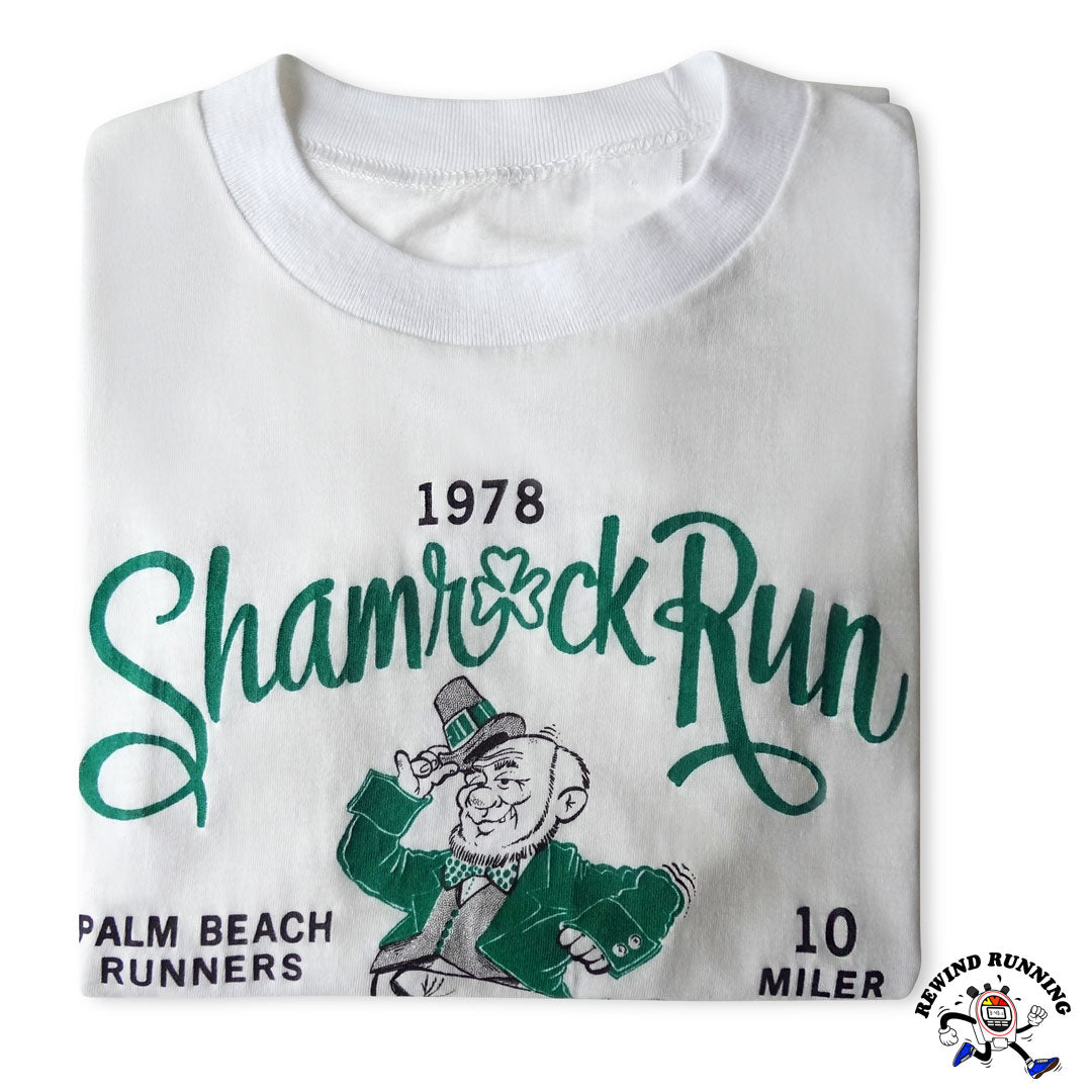 Shamrock Run 1978 Palm Beach Runners Leprechaun 70s T-Shirt St Patrick’s Day Medium folded