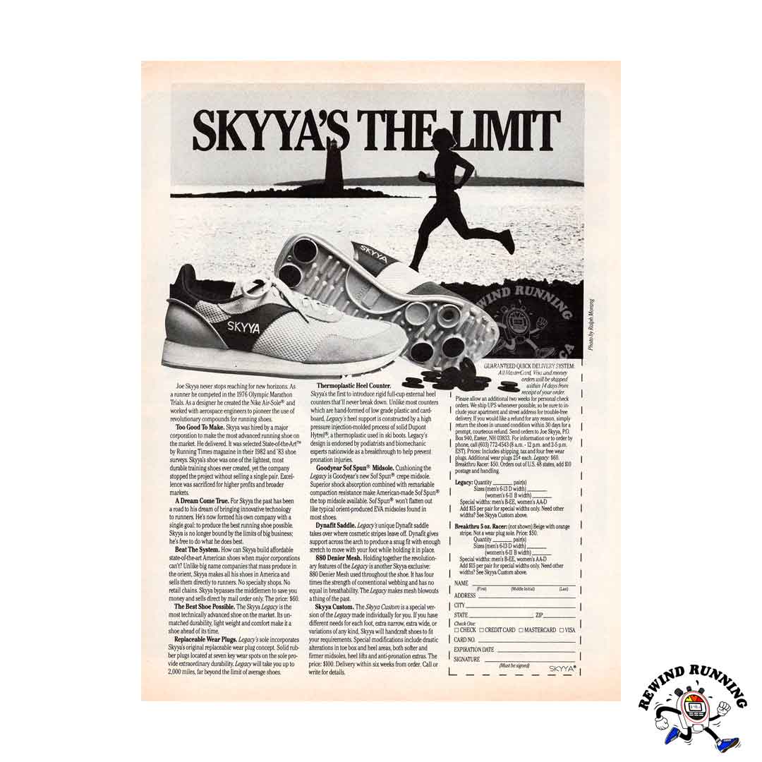 Skyya brand running shoes vintage 1984 sneaker print ad