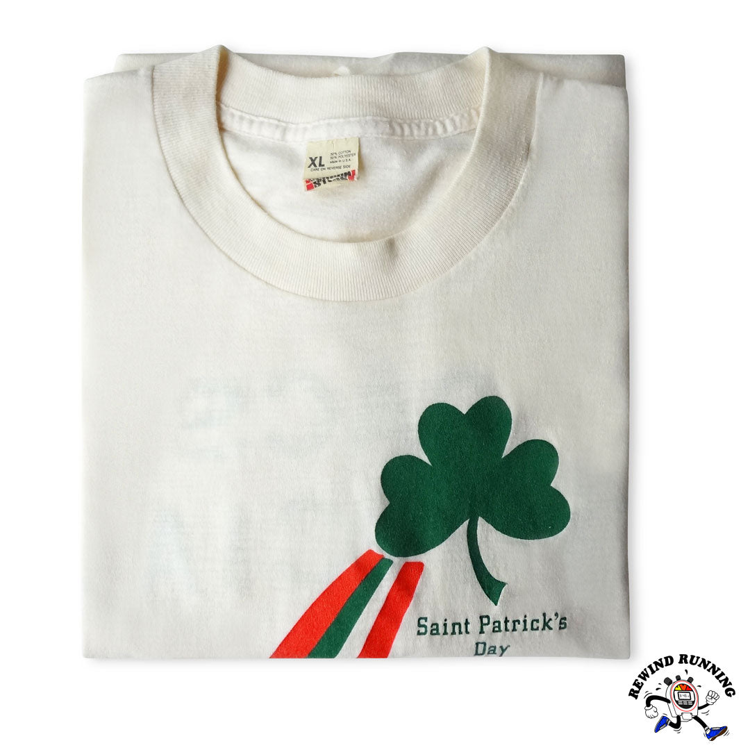 Saint Patrick's Day 5 Mile Running GBS Sports 80s Vintage Running Shamrock T-Shirt Folded